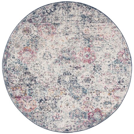 Safavieh 8 x 8 ft. Madison Power Loomed Round Area Rug; Navy & Teal MAD611N-8R